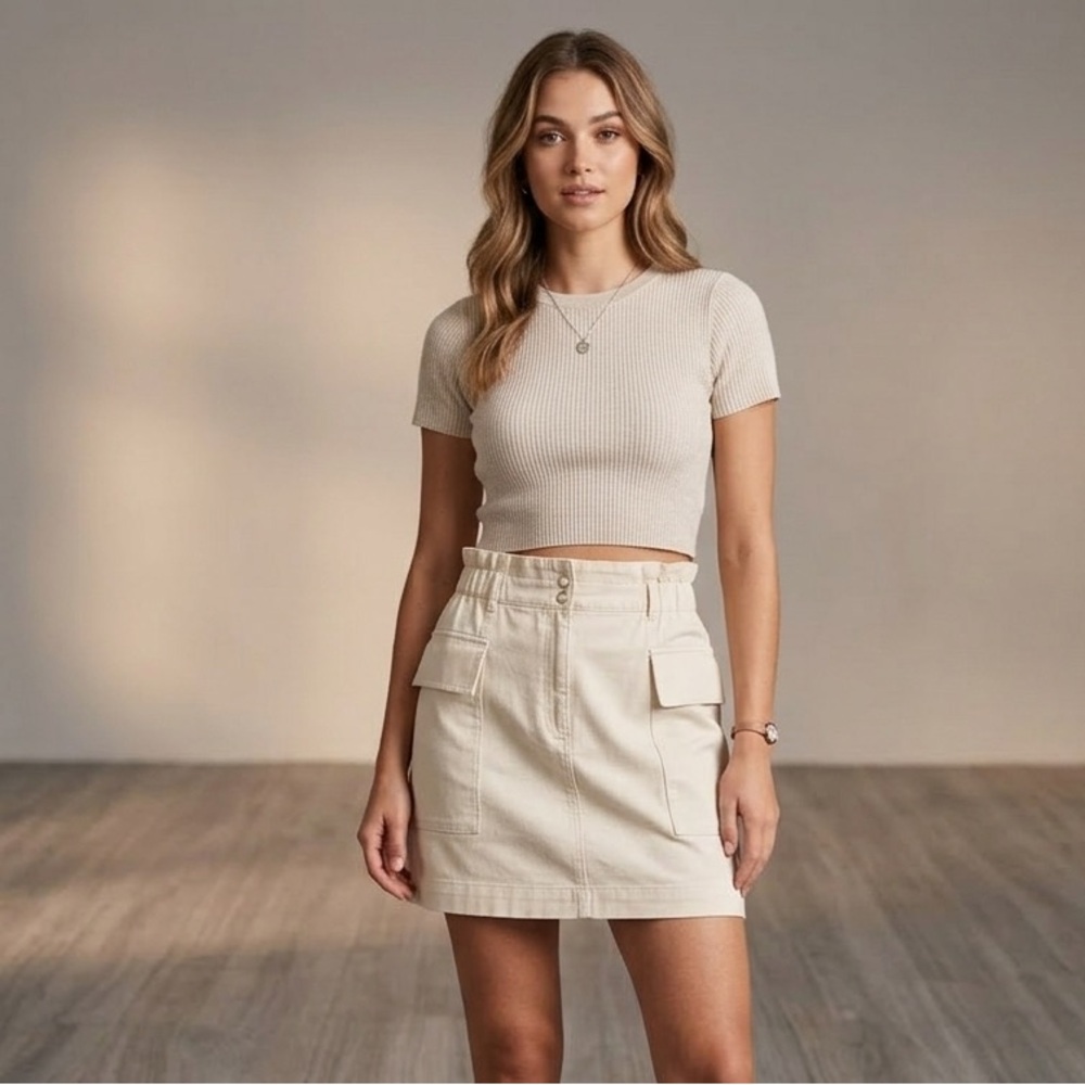 H&M Cream Cargo Mini Skirt